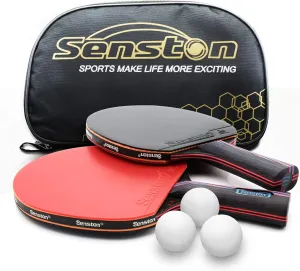 Senston Professional Table Tennis Paddles Advance Intermediate Ping Pong Paddles Set of 2, Table Tennis Racket with Carry Case…