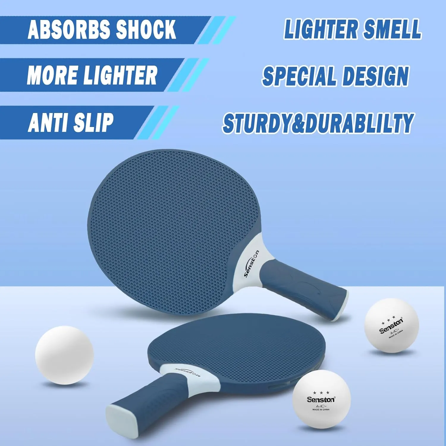 Senston Table Tennis Rackets Set, Professional Table Tennis Racket with 3 Balls, Composite Rubber Ping Pong Paddle Set