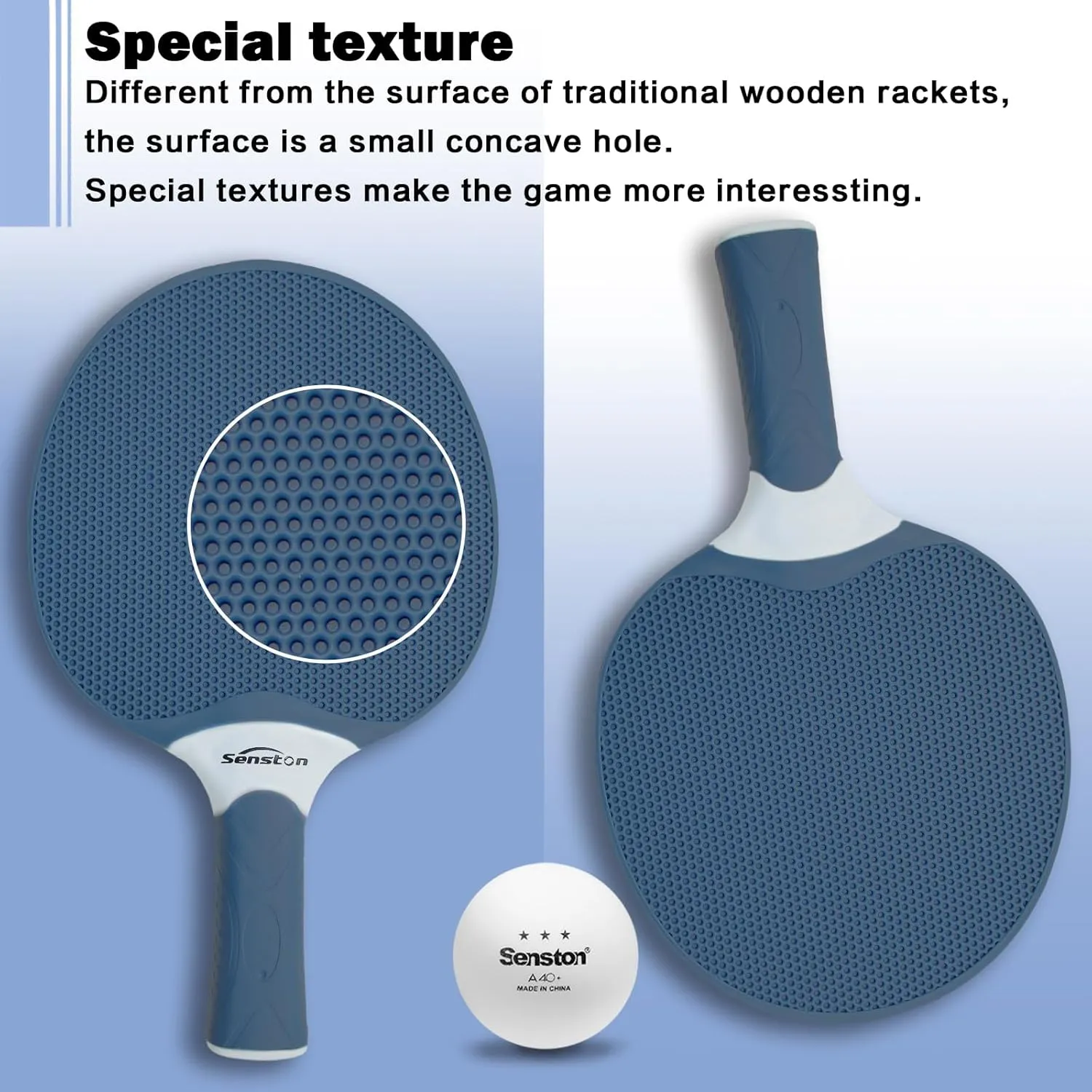Senston Table Tennis Rackets Set, Professional Table Tennis Racket with 3 Balls, Composite Rubber Ping Pong Paddle Set
