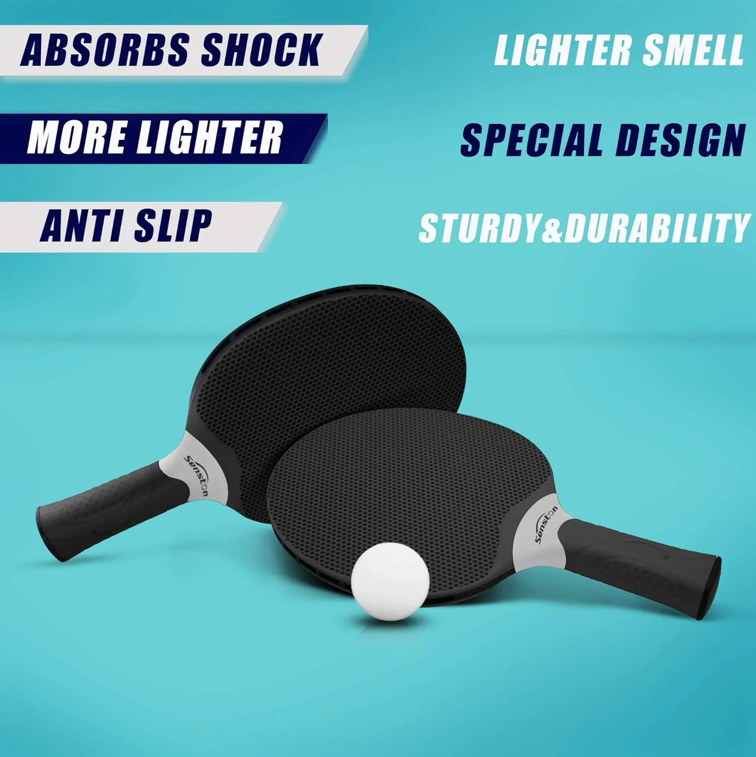 Senston Table Tennis Rackets Set, Professional Table Tennis Racket with 3 Balls, Composite Rubber Ping Pong Paddle Set