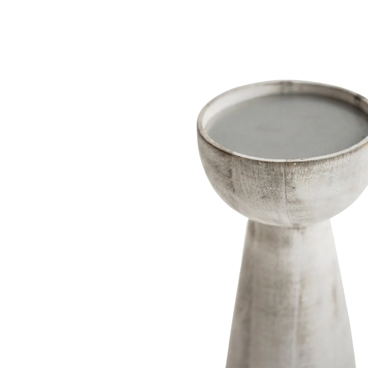 Set of 2 Padstow White Wash Wooden Candle Holders
