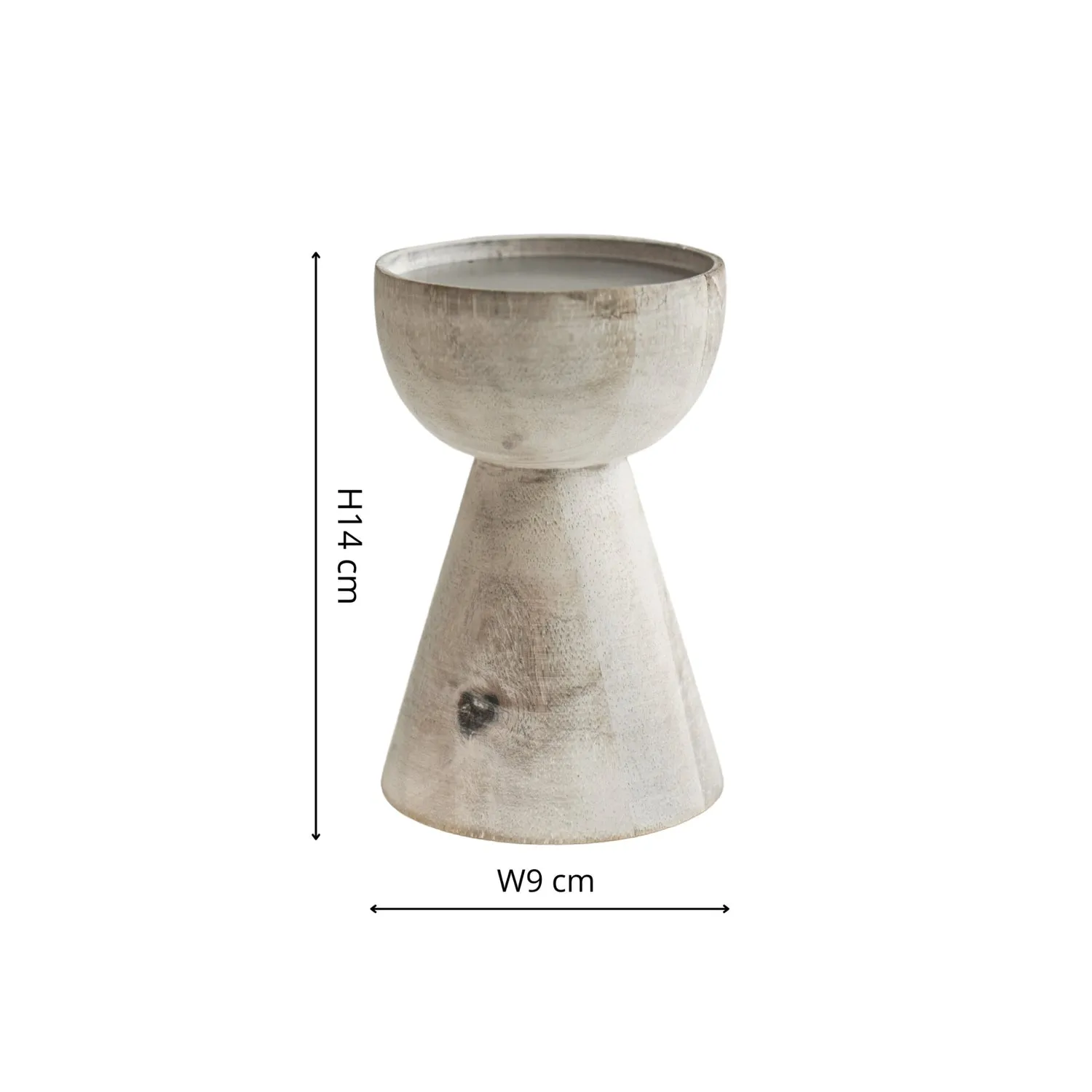 Set of 2 Padstow White Wash Wooden Candle Holders