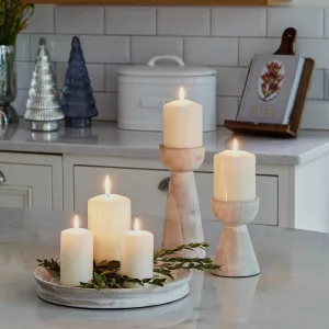 Set of 2 Padstow White Wash Wooden Candle Holders