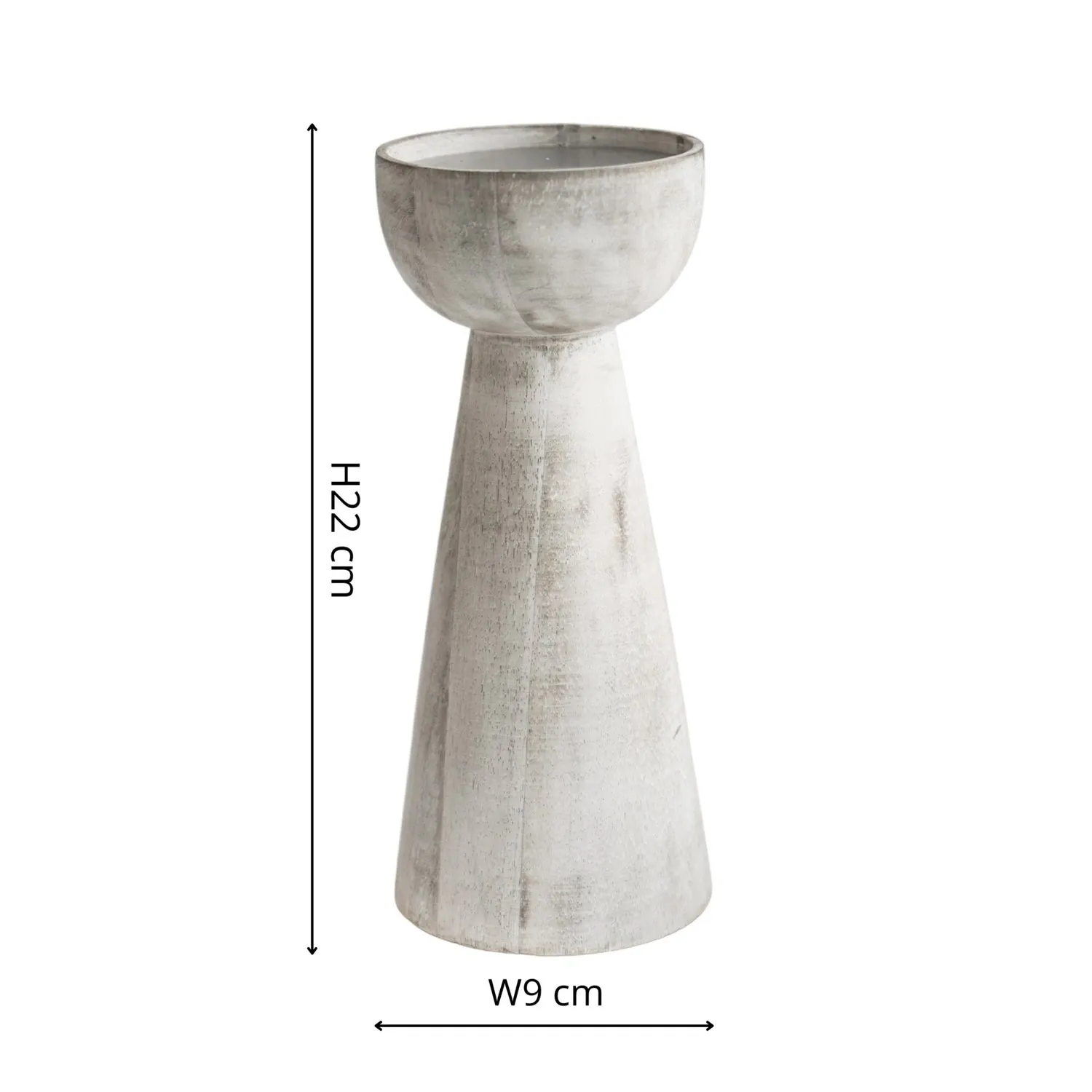 Set of 2 Padstow White Wash Wooden Candle Holders
