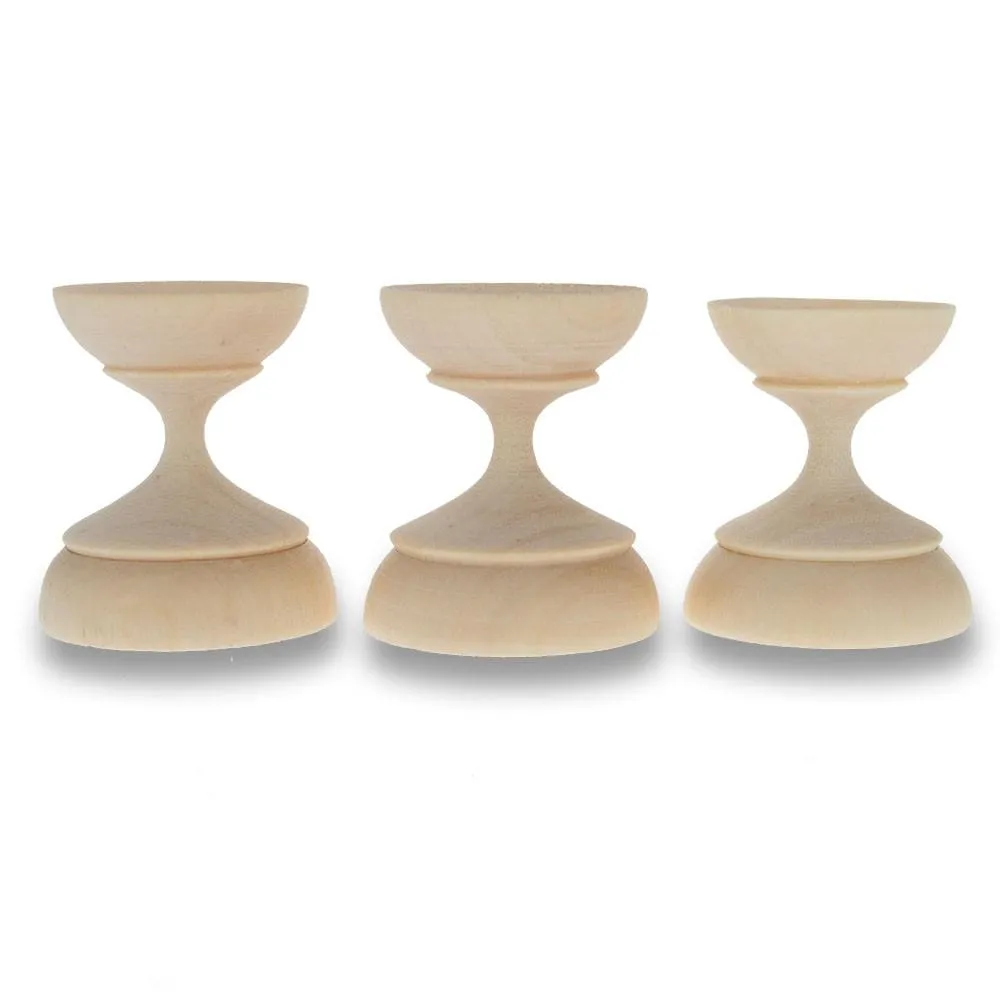 Set of 3 Unfinished Blank Wooden Ukrainian Easter Egg Stand Holder Display 1.5 Inches