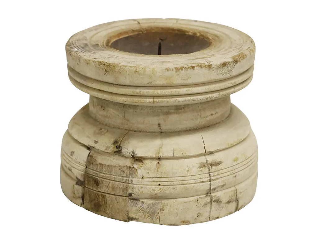 Set of Asstd antique wooden south candle holders - bleach