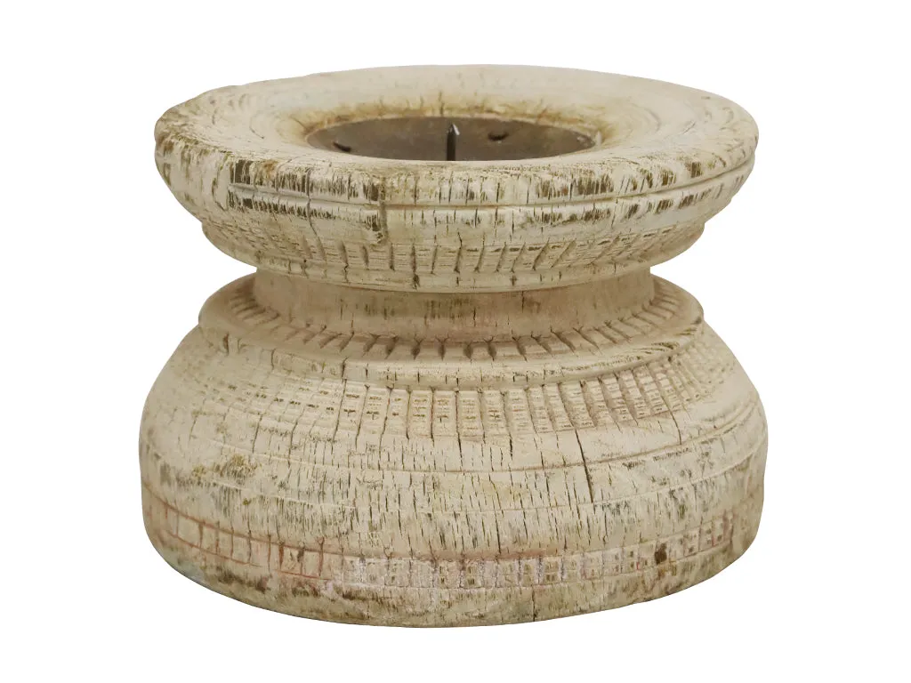 Set of Asstd antique wooden south candle holders - bleach