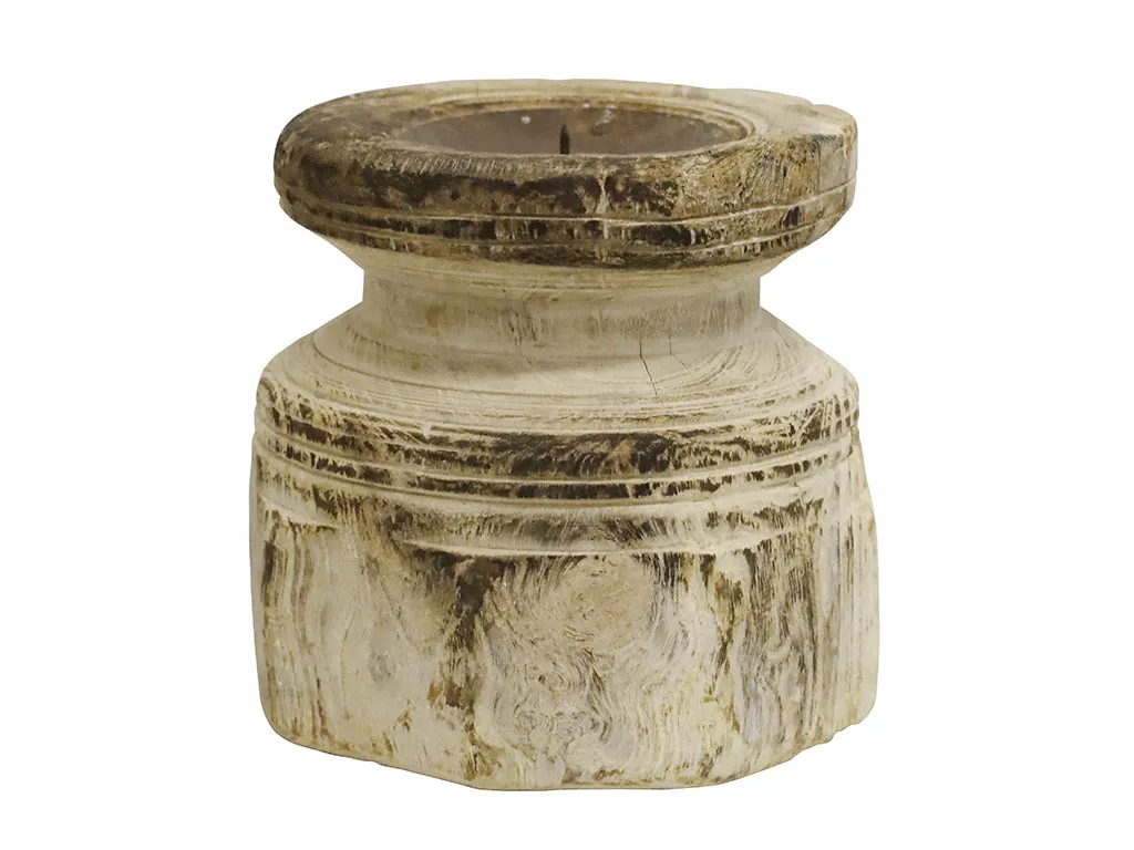 Set of Asstd antique wooden south candle holders - bleach