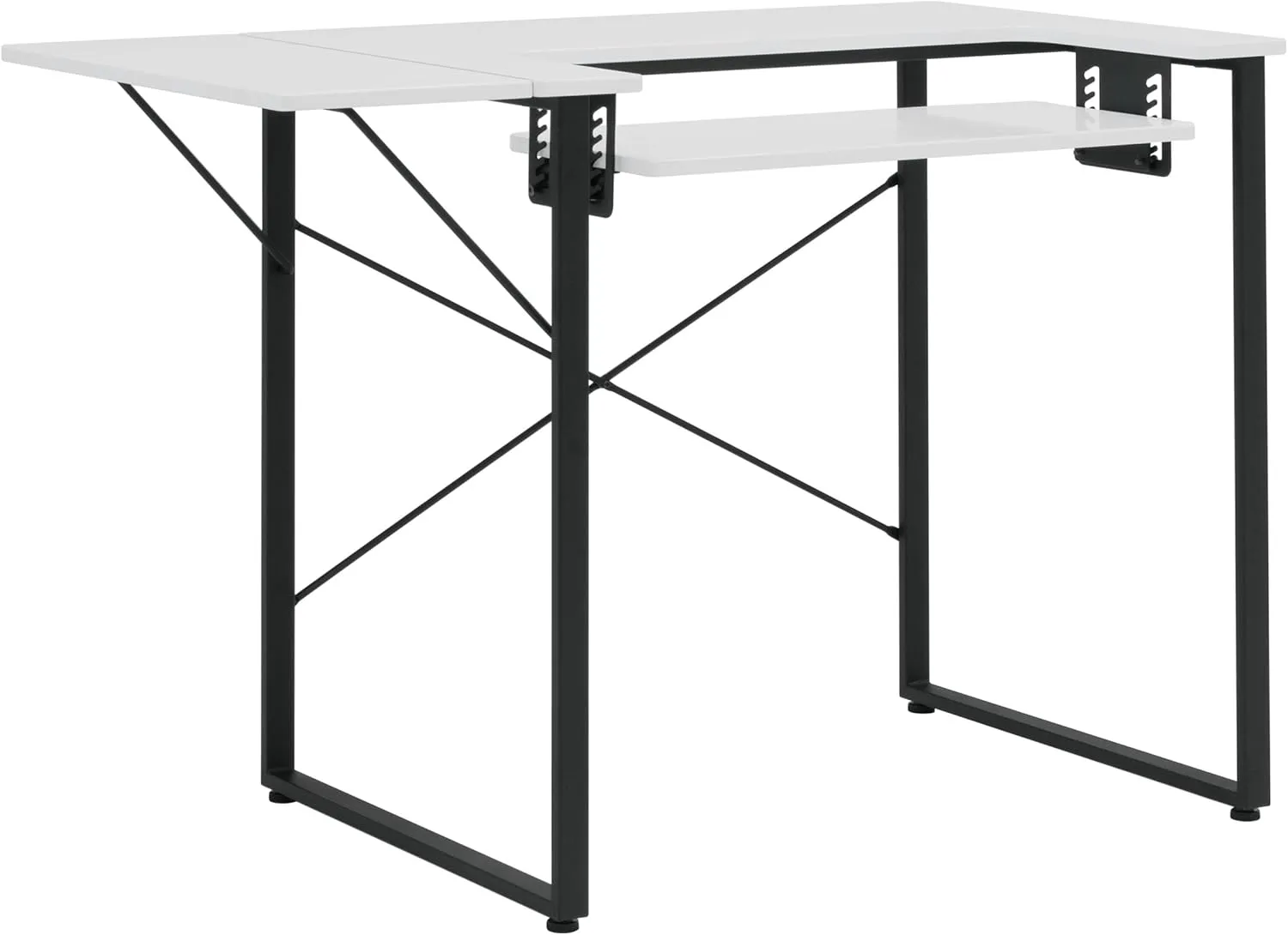 Sew Ready Dart Wood/Metal Multipurpose Machine Table Workstation Desk with Folding Top for Crafts, Sewing, Computers, Laptops, Games, Black Graphite/White 23D x 41W x 30H in