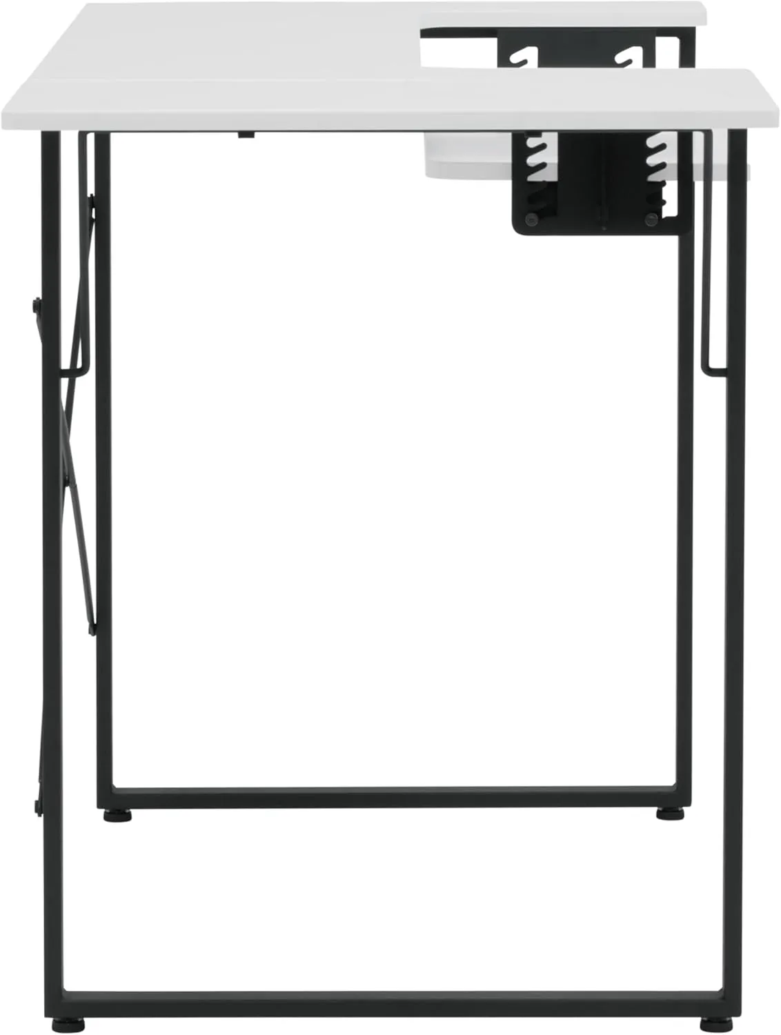 Sew Ready Dart Wood/Metal Multipurpose Machine Table Workstation Desk with Folding Top for Crafts, Sewing, Computers, Laptops, Games, Black Graphite/White 23D x 41W x 30H in