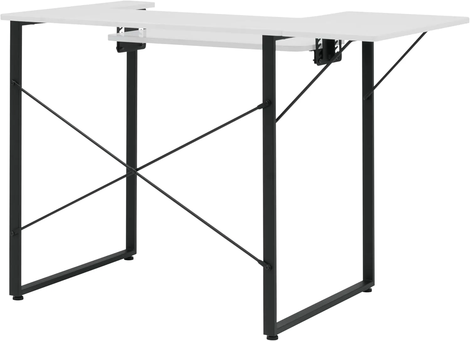 Sew Ready Dart Wood/Metal Multipurpose Machine Table Workstation Desk with Folding Top for Crafts, Sewing, Computers, Laptops, Games, Black Graphite/White 23D x 41W x 30H in
