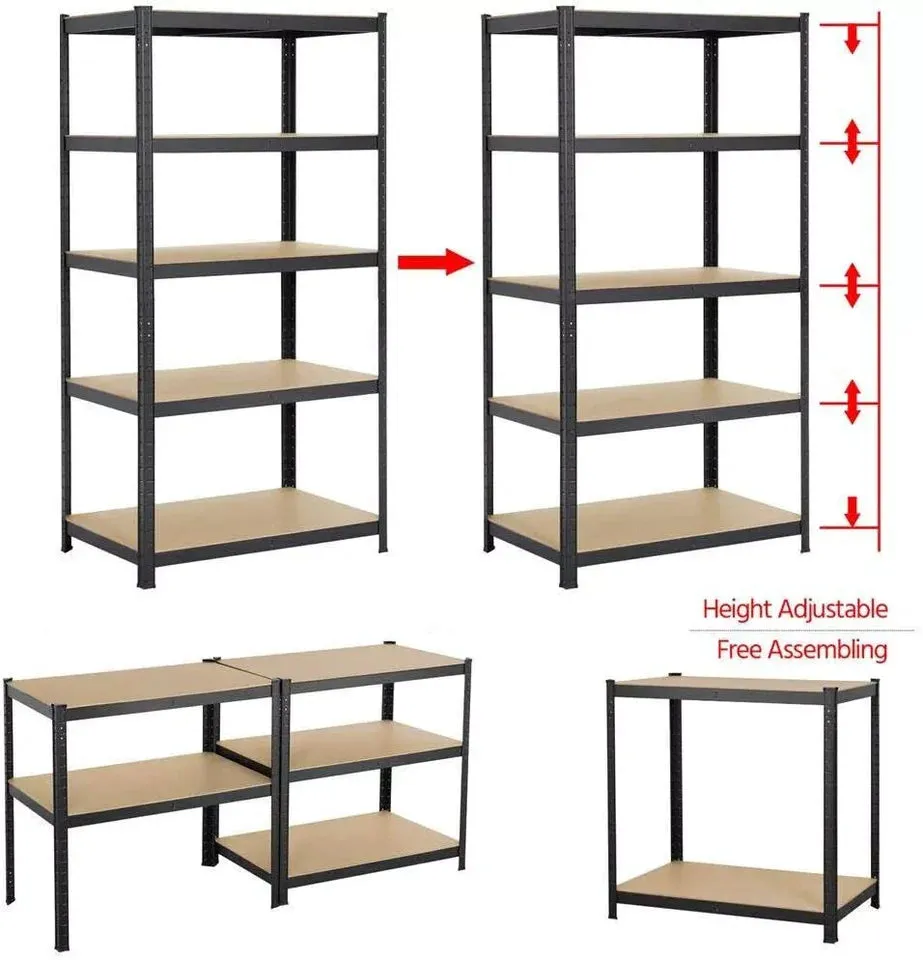 Shelving Units,5 Tier Garage Shelf Unit Metal Shelves Storage Boltless Rack,Workshop Adjustable For Warehouse,Home,Office&amp;Pantry