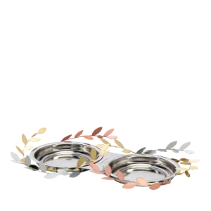 Shimmering Leaves Double Jar Candle Holder