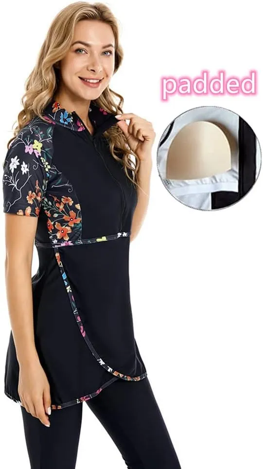 Short Sleeve Swimsuit Modest Swimwear for Women Modesty Swimming Costume Rash Guard Surfing Suit Beachwear Burkini