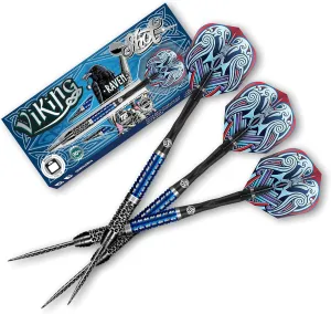 Shot Darts Steel Tip, Viking Raven (22g/23g/24g/25g), 90% Tungsten Barrels, Center Balanced with with Dual grip, Handcrafted Professional Dart Set and Flights Made in New Zealand, Metal Tip Bar Darts