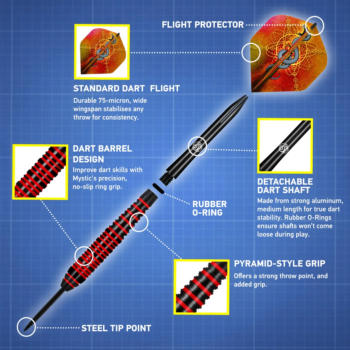 Shot Mystic Steel Tip Darts Set-Premium Brass