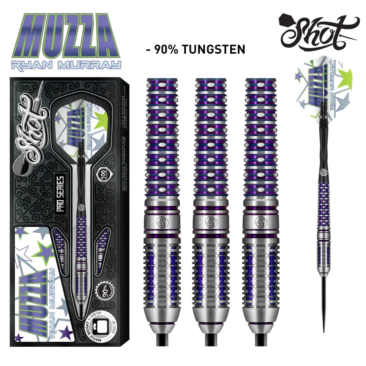 Shot Pro Series-Ryan Murray-Steel Tip Dart Set-Tungsten Barrels