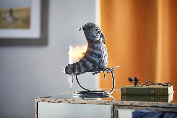 Silvery Night Owl Jar Candle Holder