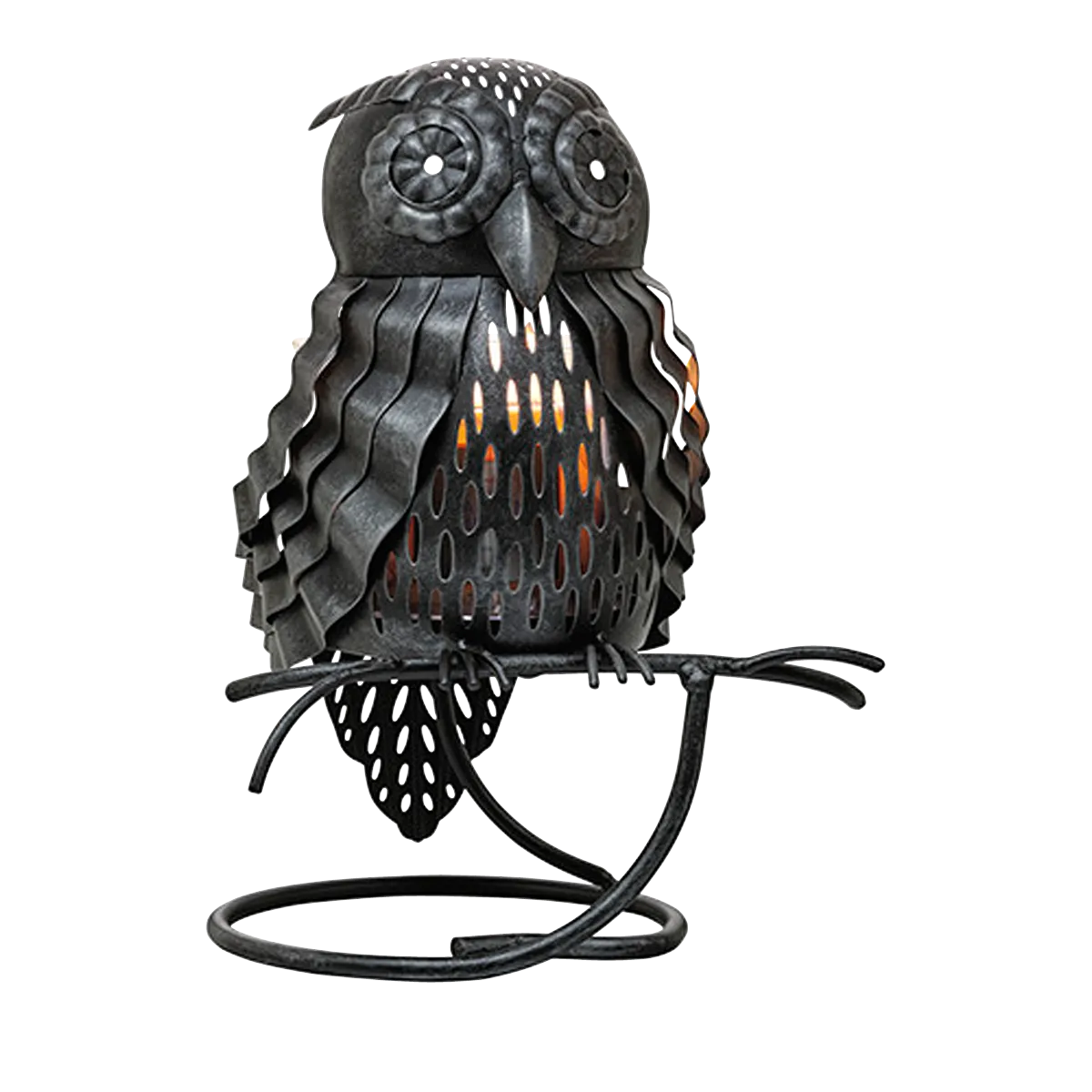 Silvery Night Owl Jar Candle Holder