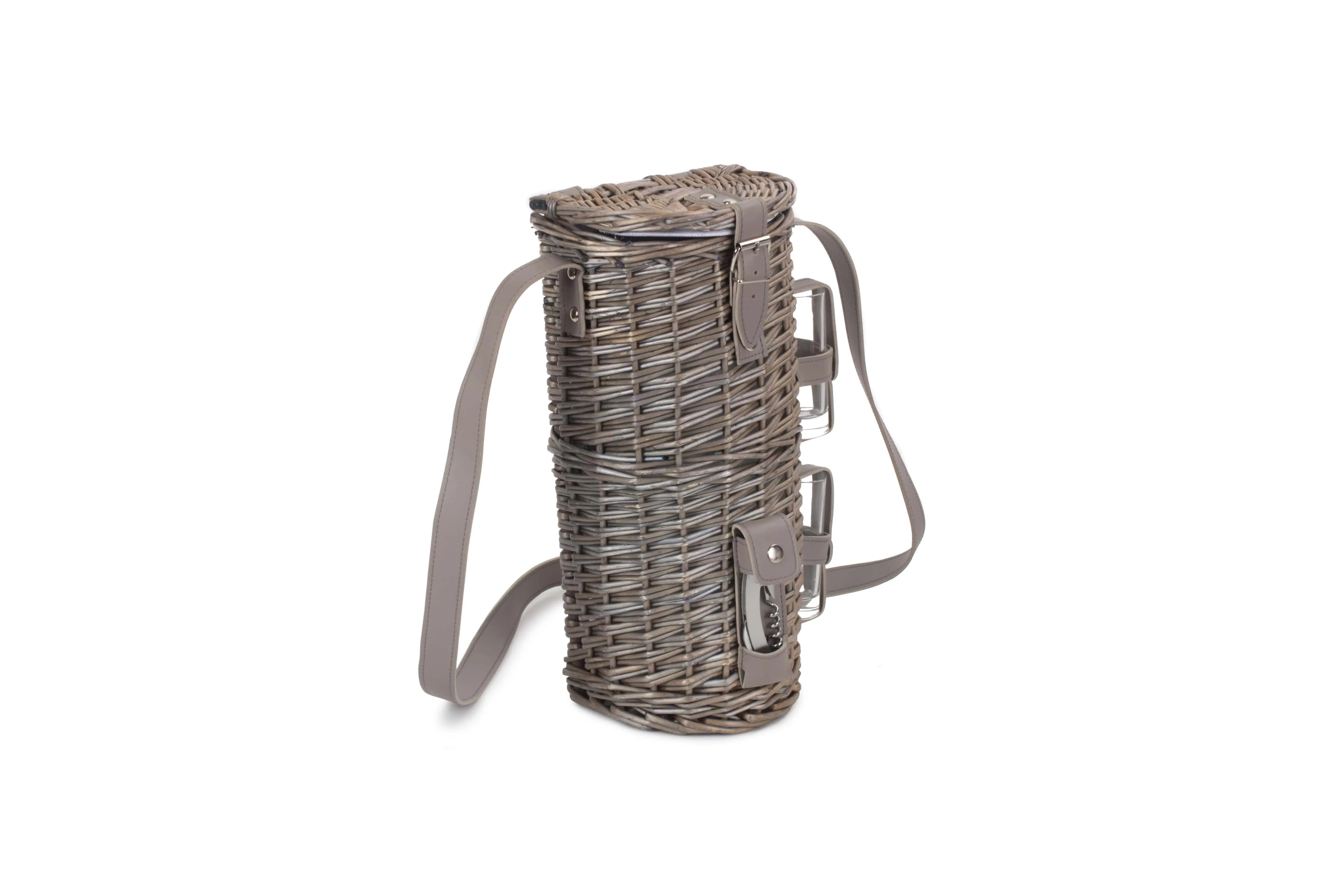 Single Bottle & 2 Cartridge Glass Carrier With Shoulder Strap