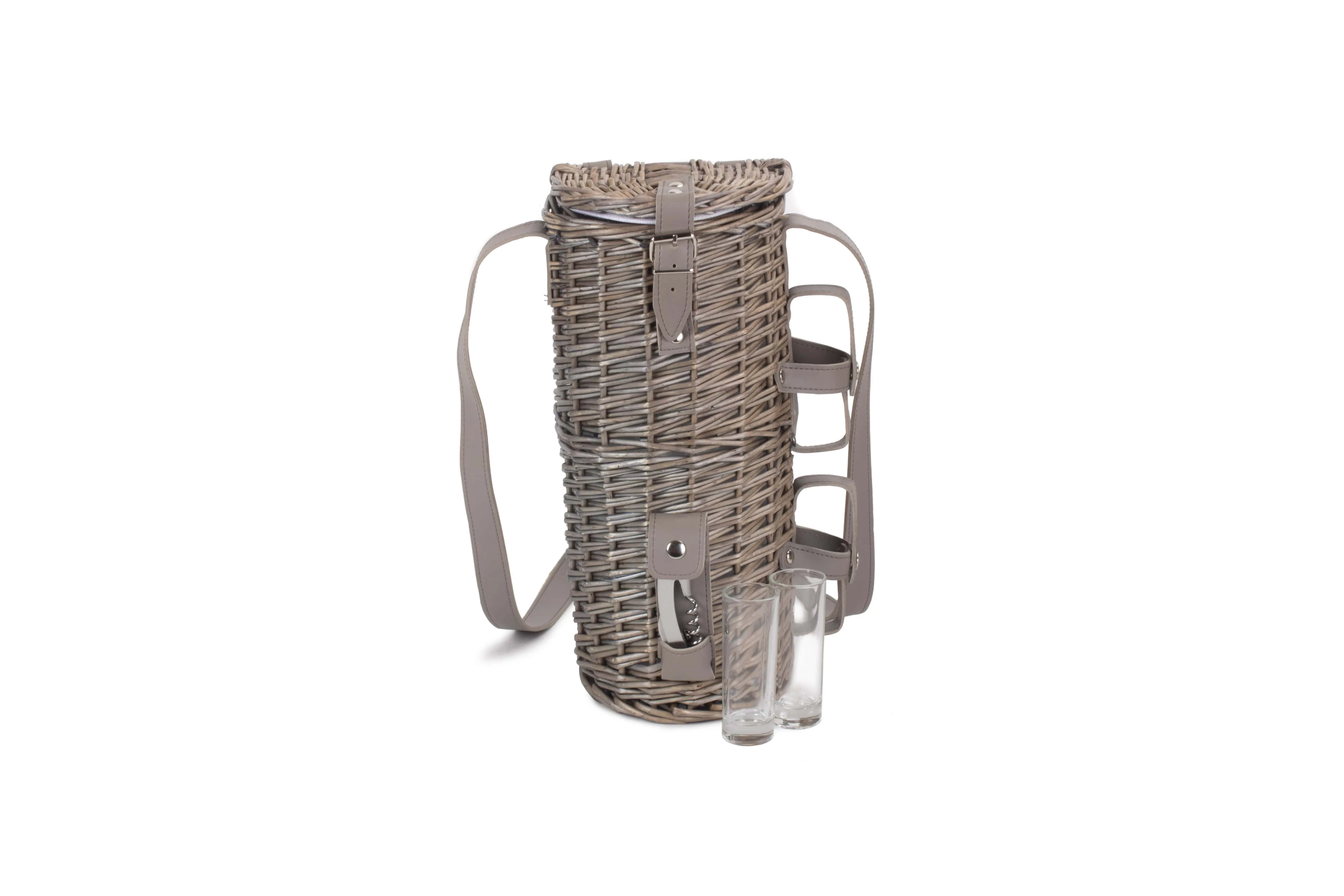 Single Bottle & 2 Cartridge Glass Carrier With Shoulder Strap