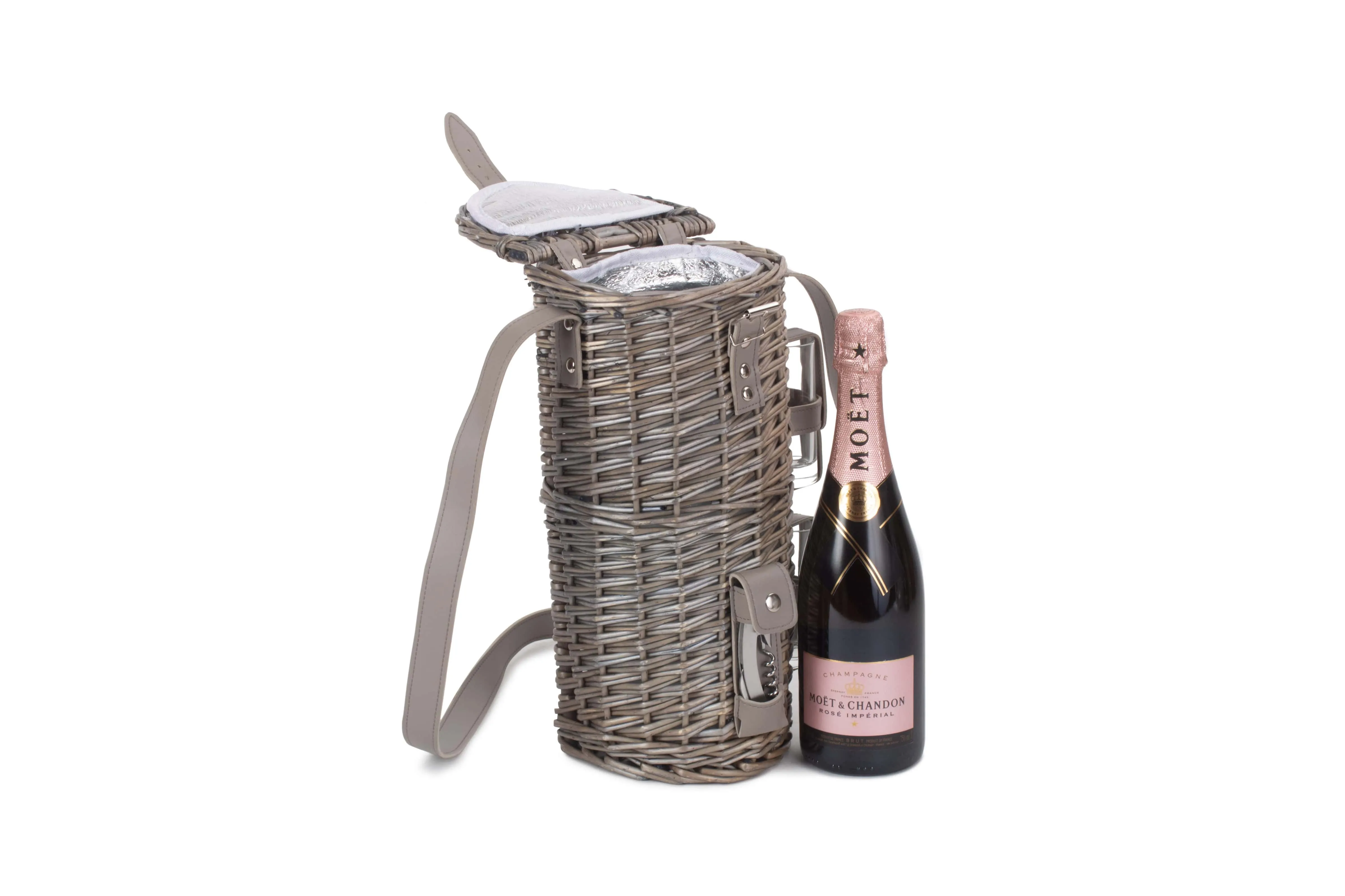 Single Bottle & 2 Cartridge Glass Carrier With Shoulder Strap