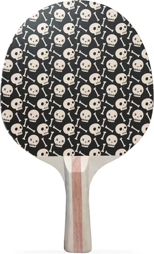 Skull Pattern Colorful Design Ping Pong Paddle, Premium 5 Ply Table Tennis Racket (Black on Back)