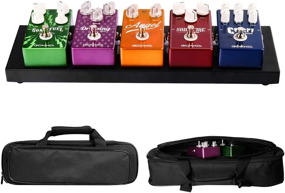 Small Guitar Pedal Board 15.7 x 4.9 inches Pedalboard with Carrying Bag