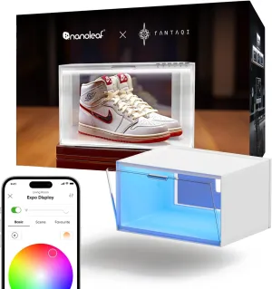 Smart LED Shoe Boxes Sneaker Display Case, Stackable Shoe Storage Organizers, Collection Crate, Figures & Collectibles Showcase (1-Pack Expasion Kit, Requires Stater Kit)