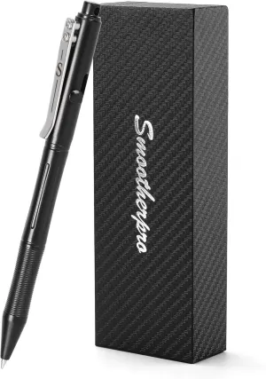 SMOOTHERPRO Stainless Steel Bolt Action Pen Compatible with Pilot G2 Refill Pocket Clip Heavy Weight for Tremor Parkinson Arthritic Hands Retro Black(RG338)