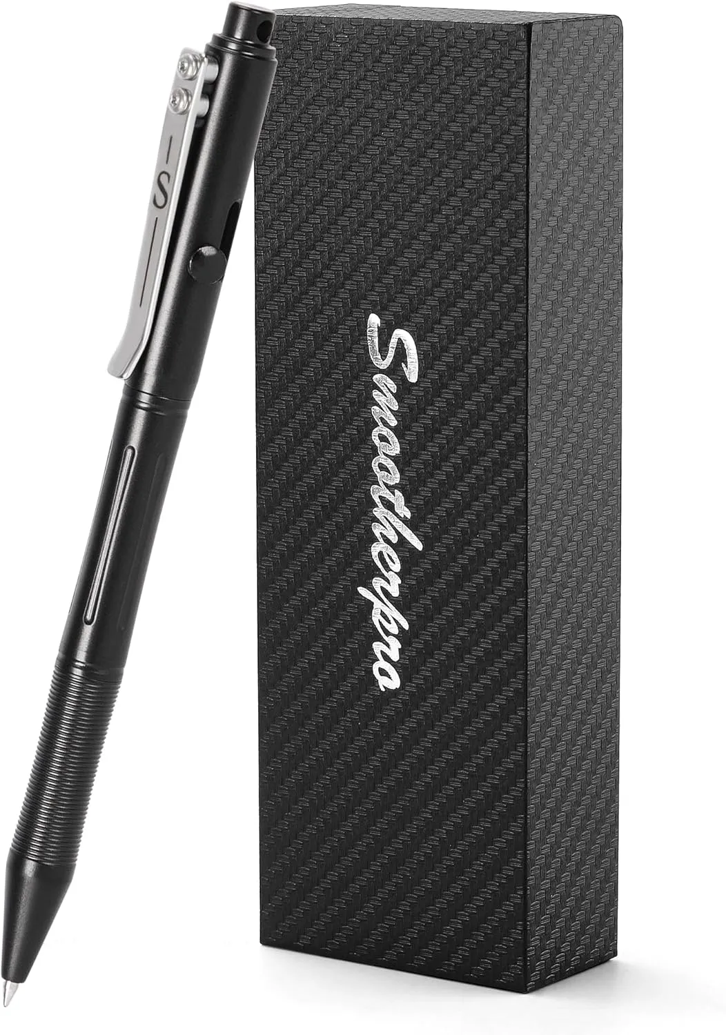 SMOOTHERPRO Stainless Steel Bolt Action Pen Compatible with Pilot G2 Refill Pocket Clip Heavy Weight for Tremor Parkinson Arthritic Hands Retro Black(RG338)