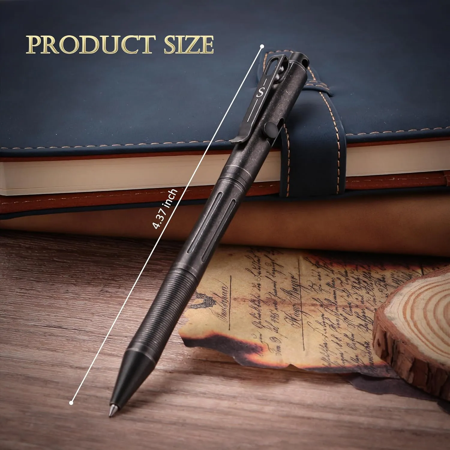 SMOOTHERPRO Titanium Bolt Action Pen Compatible with Pilot G2 Refill Stainless Steel Pocket Clip for EDC Signature Business Writing Journaling Sandblasted Gray(RG340)