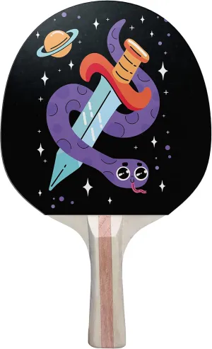 Snake Dagger Colorful Design Ping Pong Paddle, Premium 5 Ply Table Tennis Racket (Red on Back)
