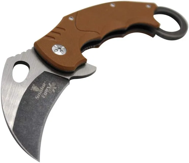 Snake Eye Tactical Extreme Heavy Duty Everyday Carry Ball Bearing Pivot Folding Liner Lock Pocket Knife Ideal for Recreational Work Hiking Camping (Brown)