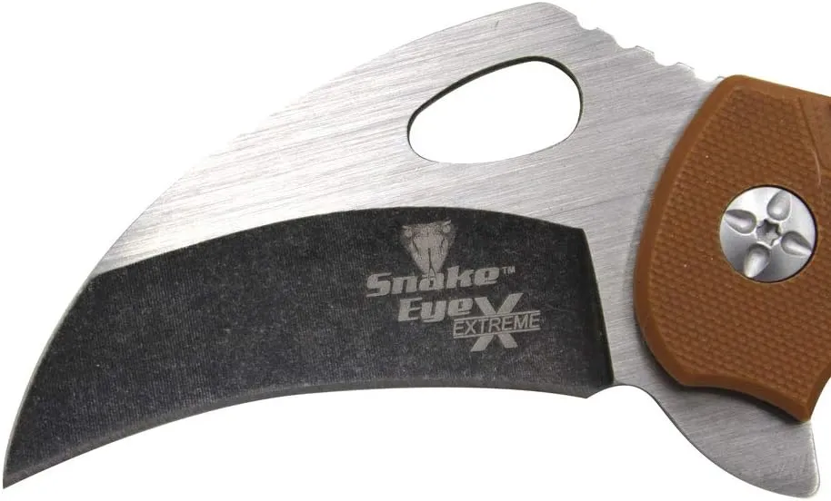 Snake Eye Tactical Extreme Heavy Duty Everyday Carry Ball Bearing Pivot Folding Liner Lock Pocket Knife Ideal for Recreational Work Hiking Camping (Brown)