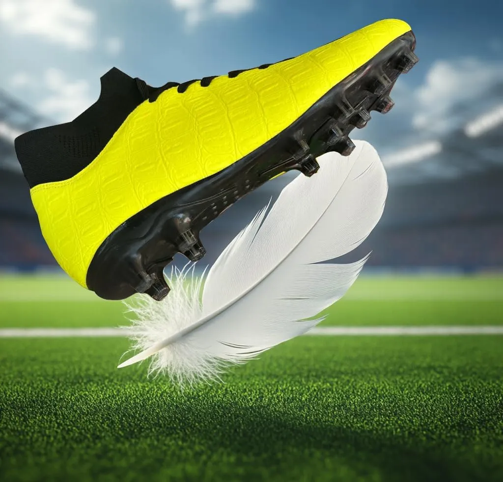 Soccer Cleats High-Top Outdoor Non-Slip Football Shoes Protection Lightweight for Firm Ground Training Breathable Fit (Size 6-13)