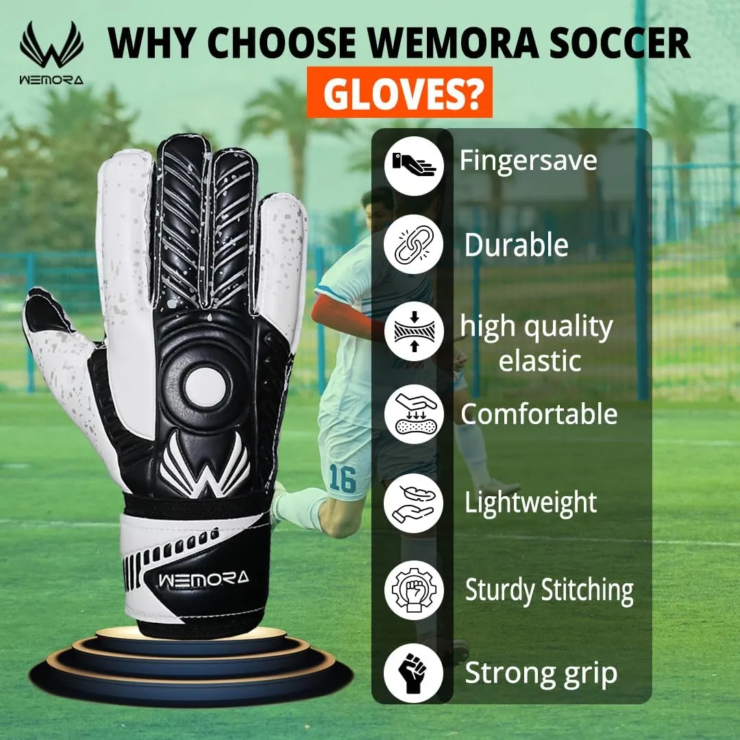 Soccer Goalie Gloves Fingersave for Kids Youth Adults with 7.5MM Strong Grip Palm Flexible Finger Spines Goalkeeper Gloves