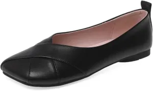 Soft Genuine Leather Women's Square Toe Slip On Handmade Flat Shoes
