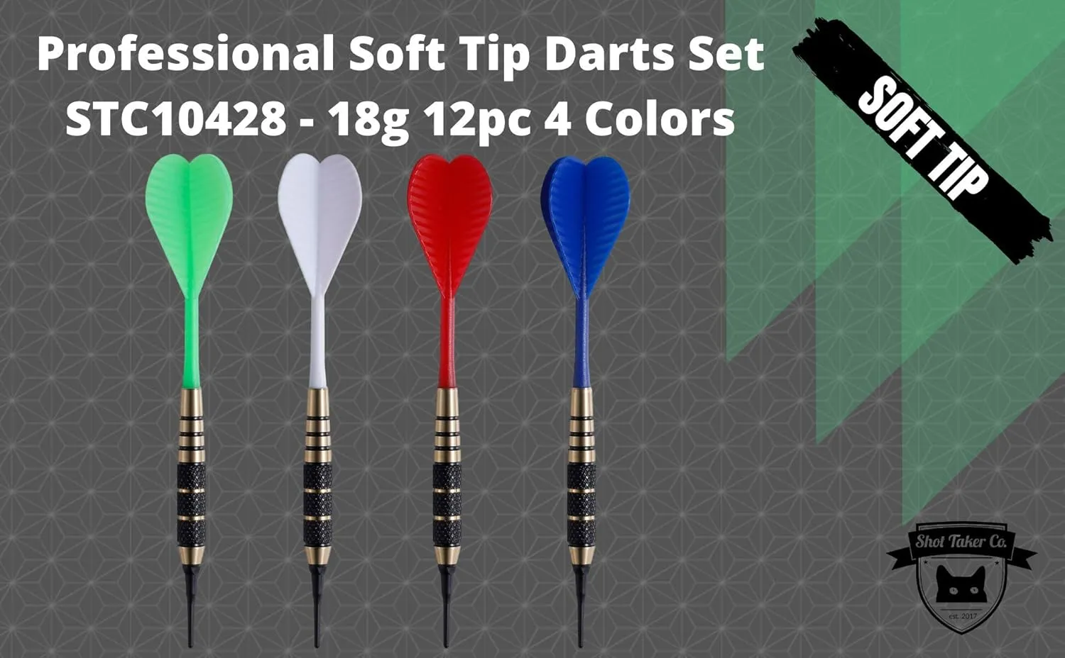Soft Tip Darts Set |12 pc Bar Darts | 50 Extra Black 2BA Tips | 3 of Each Color| Fun Darts for 4 Players on Electronic/Plastic Dartboard