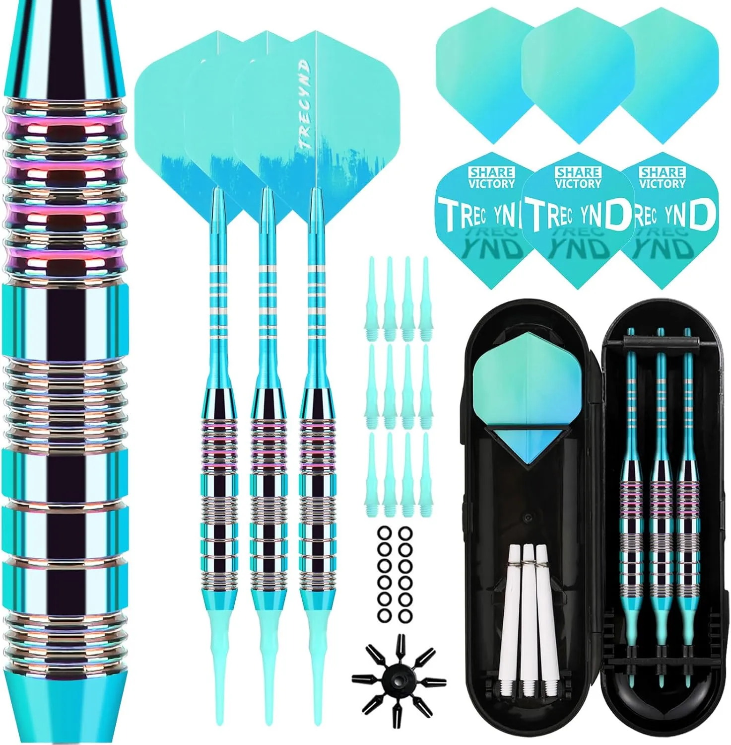 Soft Tip Darts Set 3 Aluminum Shaft Professional Darts Plastic Tip Sets 2BA Replacement Tips   Extra 3 Dart Flights 3 Replace Plastic Shafts for Electronic Dart Board