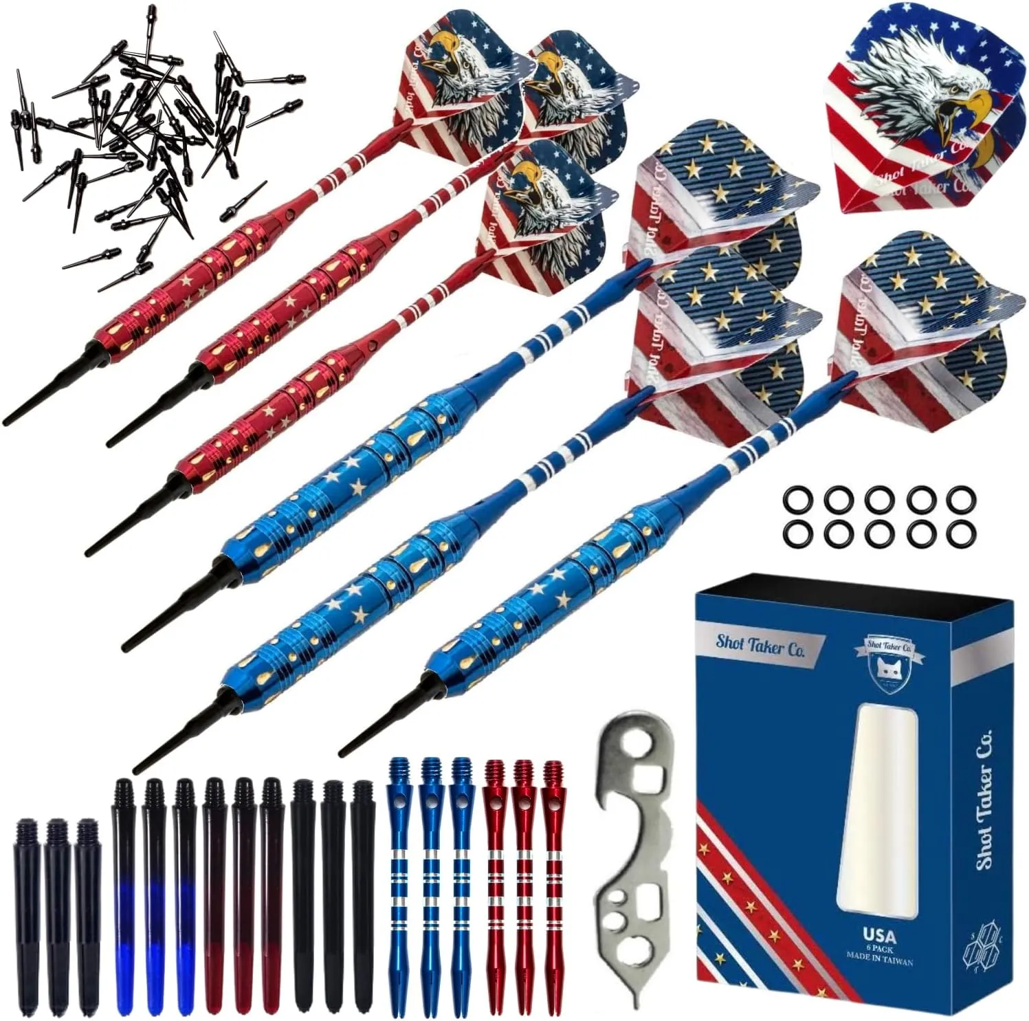 Soft Tip Darts Set - Professional Darts for Electronic Dartboard - Includes Brass Barrels   Plastic & Aluminum Shafts   Rubber O'Rings   Flights   50PC 2BA Tips   Wrench