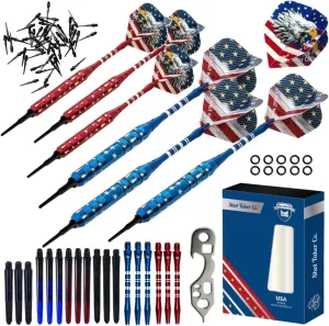 Soft Tip Darts Set - Professional Darts for Electronic Dartboard - Includes Brass Barrels   Plastic & Aluminum Shafts   Rubber O'Rings   Flights   50PC 2BA Tips   Wrench