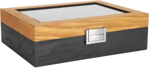 Solid Wood Watch Box with Glass Window, 10 Slot Display Storage Case for Precious Watch Collection, Classic Vintage Organizer, Dust Proof and Scratch