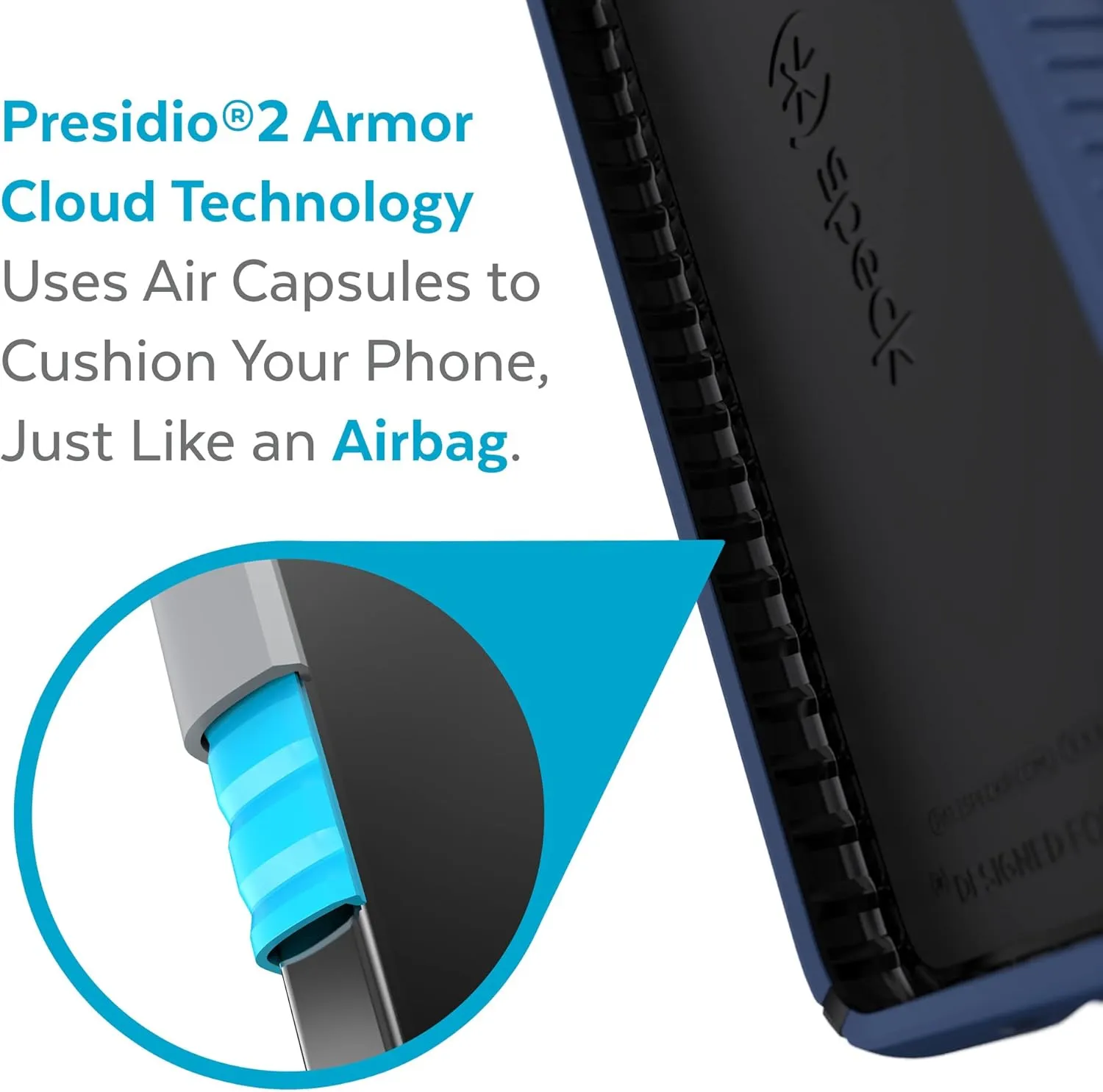 Speck Products Presidio2 Grip Samsung Galaxy S22 Case,Raised bezel, Coastal Blue/Black/Storm Blue