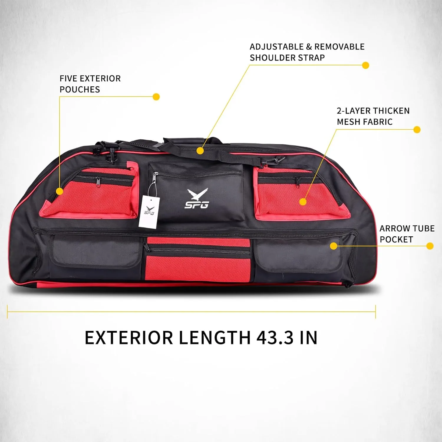 SPG Archery Compound Bow Case - Multiple External Pockets Soft Bow Case, Protable Carrying Bow Bags Bow Cases Archery Compound Hard for Storage and Protection