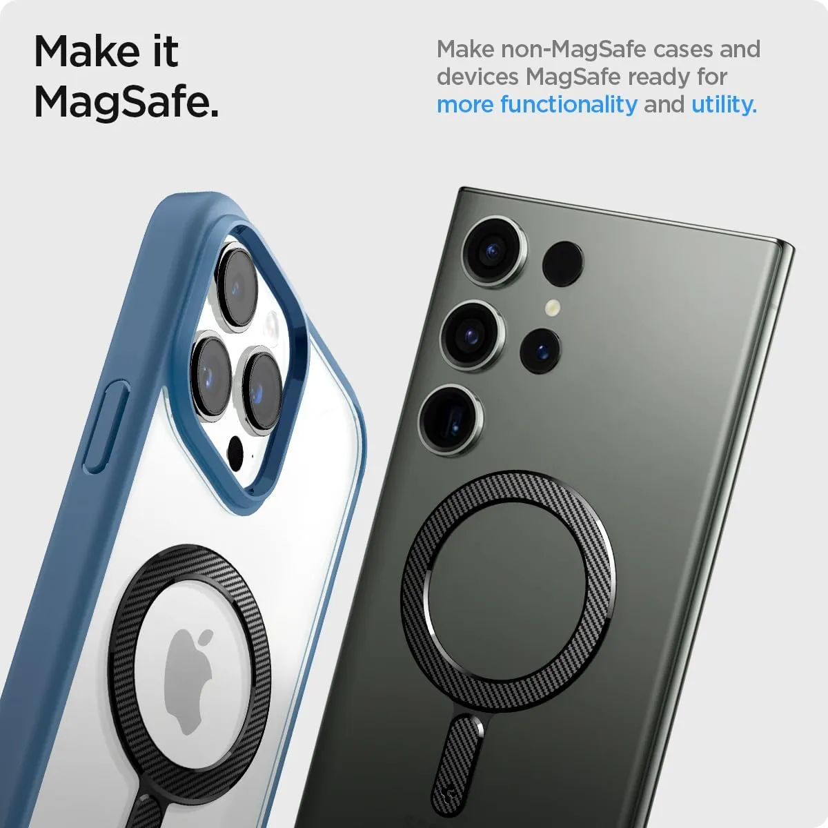 Spigen Magnetic Ring Plate for MagSafe Compatibility with iPhone Galaxy Pixel Cases - Carbon