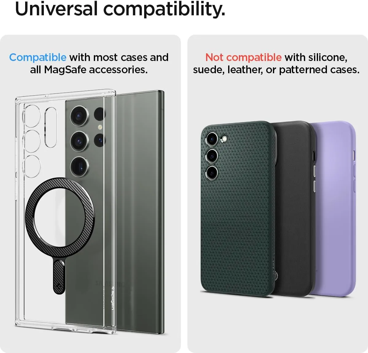 Spigen Magnetic Ring Plate for MagSafe Compatibility with iPhone Galaxy Pixel Cases - Carbon