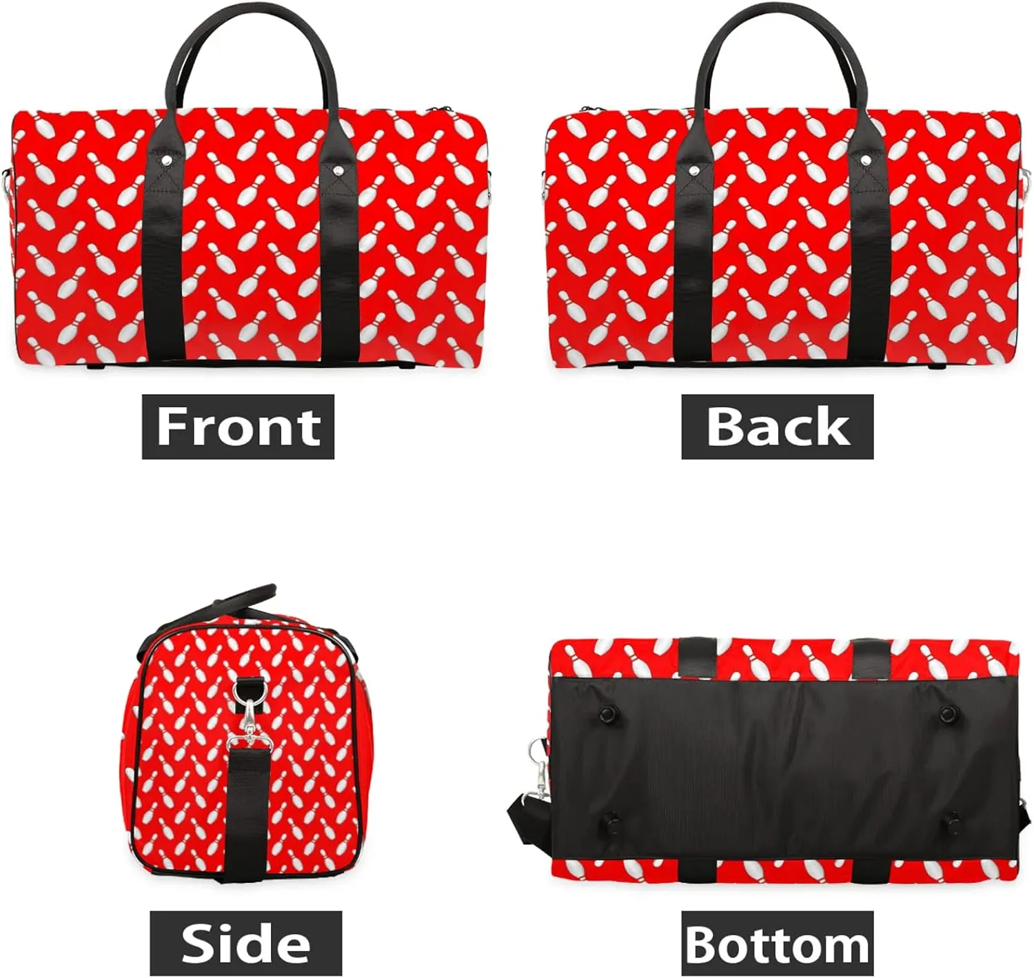 Sport Bowling Ball Travel Duffle Bag, Weekender Bags for Women Men Red Carry on Overnight Bag Waterproof Gym Bags, Hospital Bag for Labor and Delivery