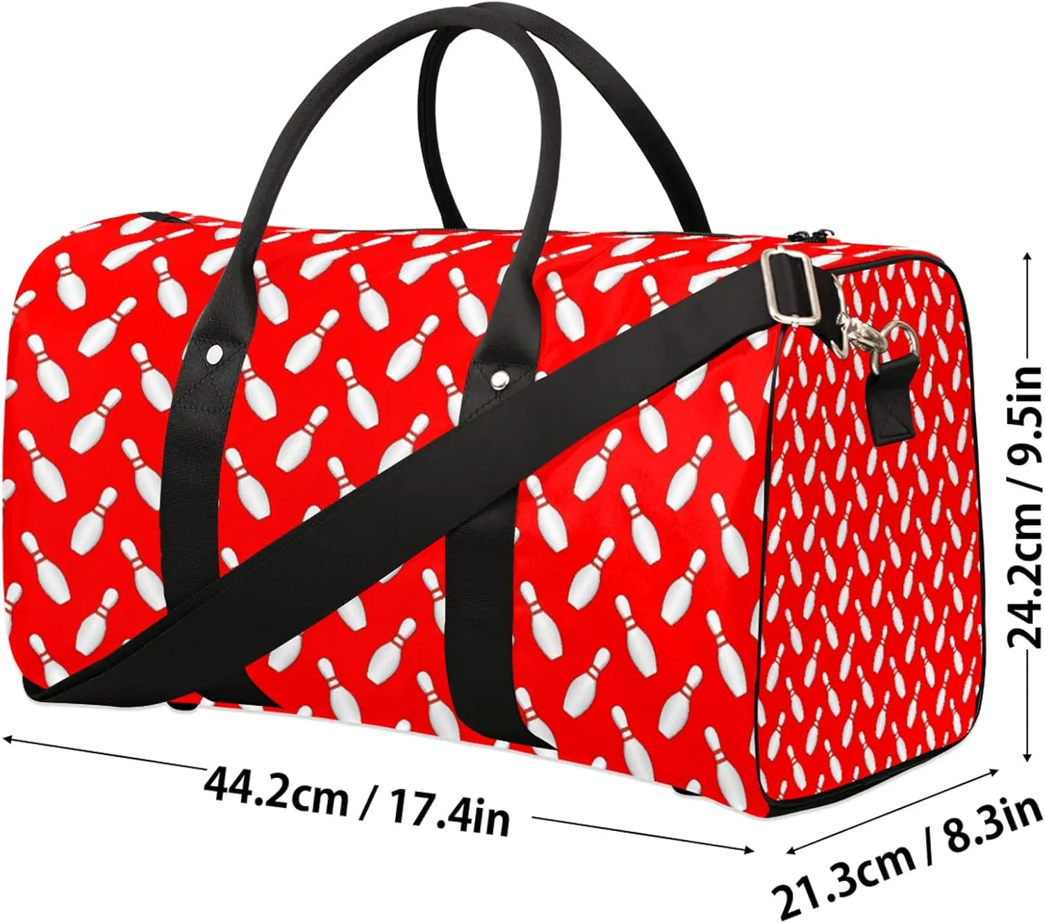 Sport Bowling Ball Travel Duffle Bag, Weekender Bags for Women Men Red Carry on Overnight Bag Waterproof Gym Bags, Hospital Bag for Labor and Delivery