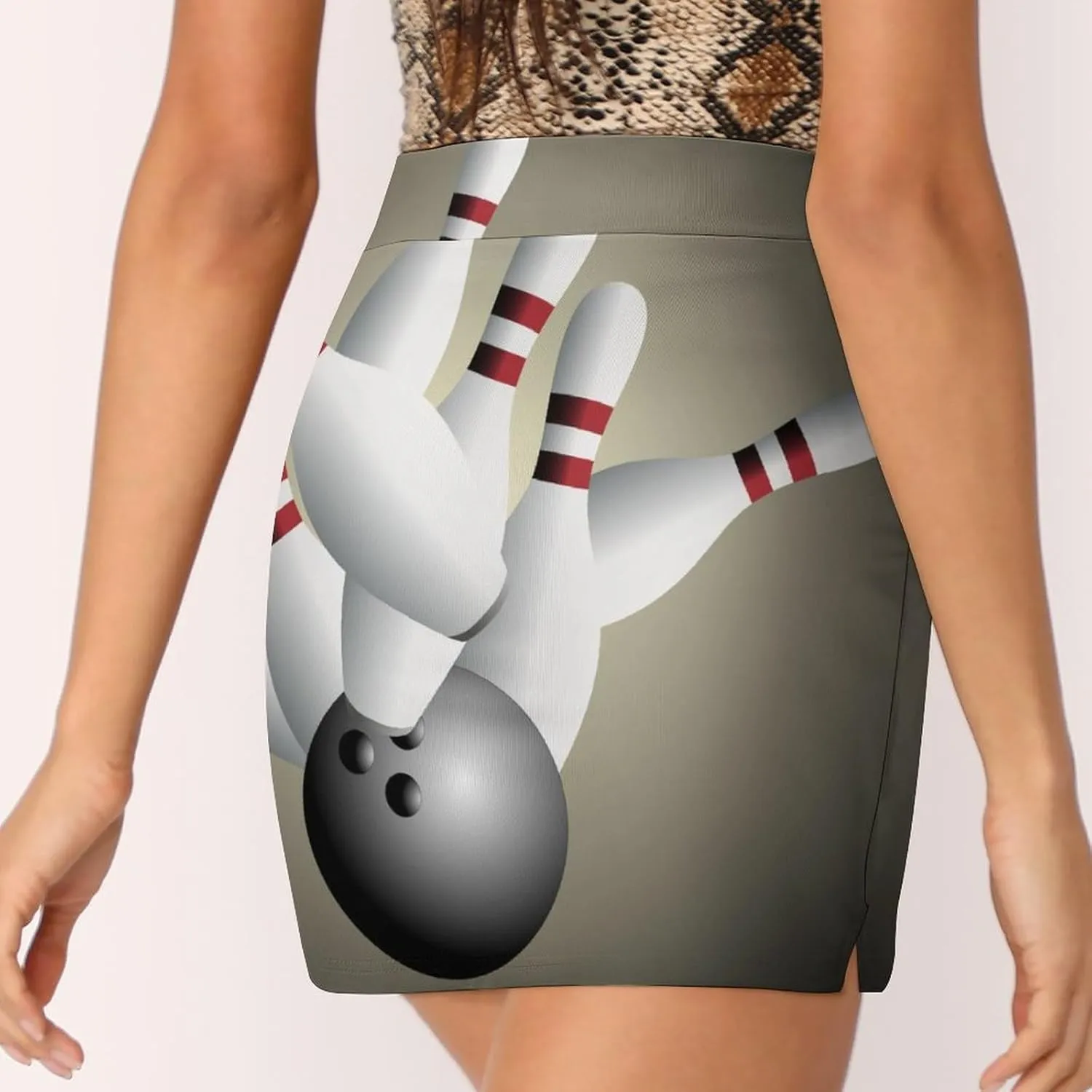 Sport with Bowling Ball and Bowling Pins Anti-Exposure Pocket A-line Culottes Waist Skirts for Women